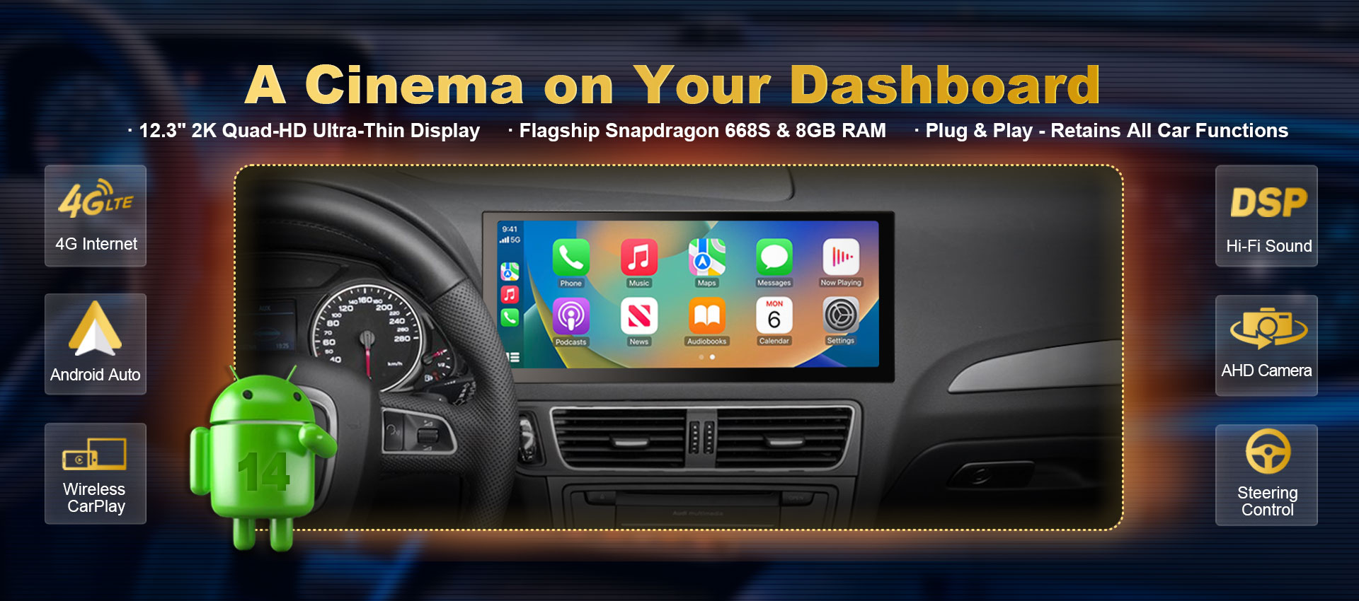 Erisin home banner 1 Erisin Android car stereo - cinema screen experience with wireless CarPlay and Android Auto