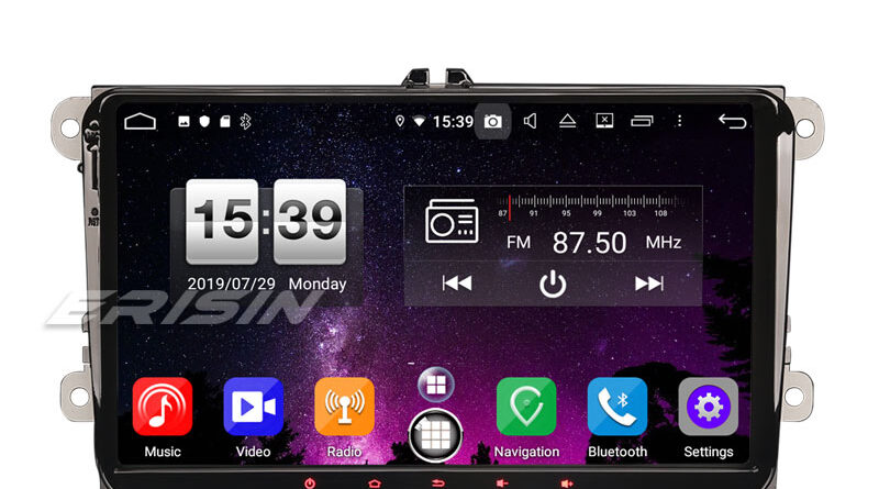 Erisin ES7791V 9″ Car GPS DAB+ Android 9.0 OPS for VW Golf Passat Tiguan Polo Eos Seat Skoda Stereo