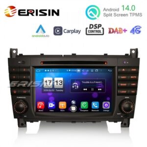 Erisin ES8718C 7″ DSP Android 14.0 Car GPS DVD For Benz C/CLC/CLK Class W203 W209 Stereo CarPlay & Auto GPS 4G DAB+