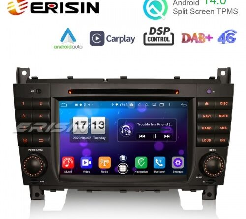 Erisin ES8718C 7″ DSP Android 14.0 Car GPS DVD For Benz C/CLC/CLK Class W203 W209 Stereo CarPlay & Auto GPS 4G DAB+