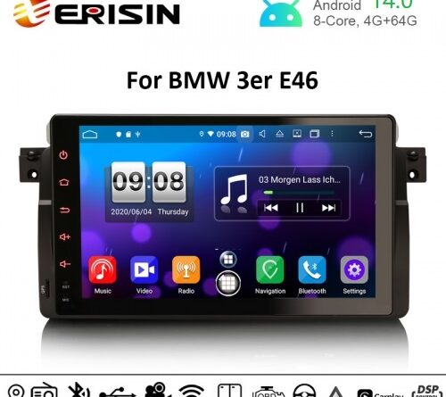 ES8795B 9″ DSP Android 14.0 Car Stereo For BMW E39 E53 PX5 GPS Sat Nav CarPlay & Auto Radio 4G DAB+ WiFi