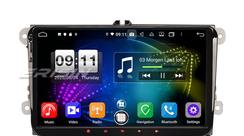 Erisin ES8791V 9″ PX5 DSP Android 14.0 Car Stereo CarPlay & Auto GPS 4G DAB+ for VW Golf Passat Tiguan Polo Eos Seat Sko