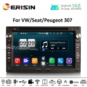 Erisin ES8709V 7″ DSP Android 14.0 Car DVD Player Wireless CarPlay Android Auto Radio GPS for VW Golf Passat Polo Lupo S
