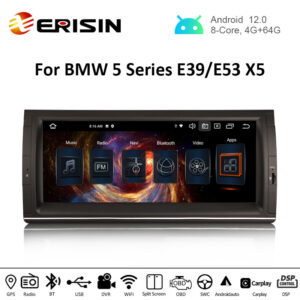 Erisin ES8153B 10.25" Android 12.0 Car Stereo for BMW E53 E39 M5 CarPlay & Auto GPS TPMS DAB+ DSP DVR Canbus
