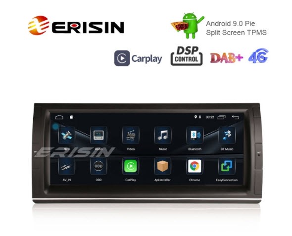 Erisin Android 12 Autoradio pour BMW Série 5 E39 E53 X5 M5 GPS Sat Nav  CarPlay Bluetooth A2DP WiFi 4G Dab+ RDS Mirror Link TPMS Amplificateur DSP  32GB : : High-Tech