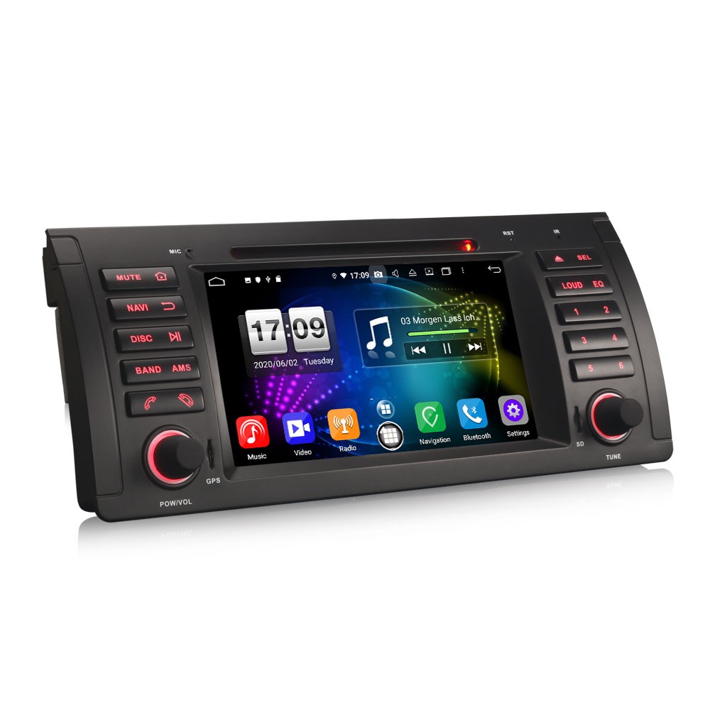 1DIN Android 9.0 9" radio estéreo de coche GPS SAT NAV OBD2 Wifi Bluetooth Para Bmw E46 