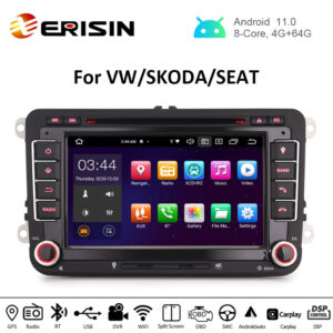 Erisin ES8148V 7" Android 10.0 Car Stereo for VW Golf Jetta Passat Seat Skoda DSP CarPlay & Auto GPS TPMS DAB+ 4G DVD System