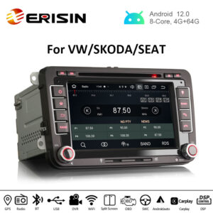 Erisin ES8148V 7″ Android 12.0 Car Stereo For VW Golf Jetta Passat Seat Skoda DSP CarPlay & Auto GPS TPMS DAB+ 4G DVD Sy