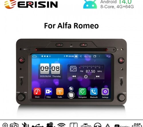 Erisin ES8720R 6.2″ Octa-Core Android 14.0 Car DVD CarPlay & Auto GPS TPMS DAB DSP for Alfa Romeo Spider 159 Sportwagon