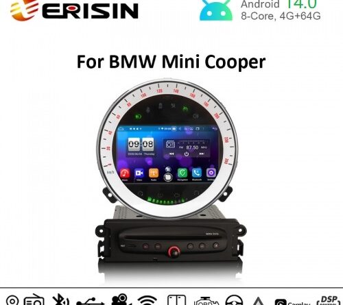 Erisin ES8711M 7″ 64G Android 14.0 Car DVD GPS for BMW Mini Cooper CarPlay Android Auto DSP DAB+ RDS OBD2