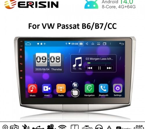 Erisin ES8717P 10.1″ Android 14.0 Car Stero for VW Passat B6 B7 CC CarPlay Auto Radio GPS System DSP DTV DAB TPMS