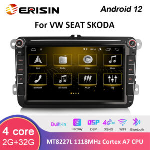 Erisin ES3185V 8″ Android 12.0 Car Stereo For VW Caddy Scirocco Golf EOS SEAT Altea Leon Skoda Octavia DSP GPS Navigatio