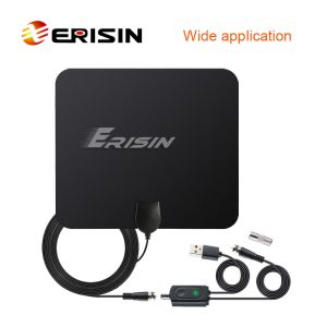 Erisin ES163 Indoor Digital TV Antenna Aerial HDTV Signal Receiver Amplified 50 Miles 4K 1080P DVB-T2 Freeview VHF UHF 360°
