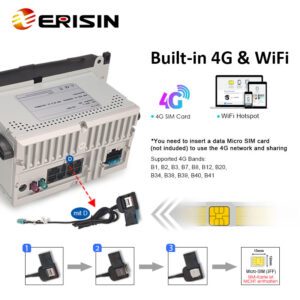 Erisin ES8909V 7″ IPS Screen Android 14.0 Car DVD Player GPS 4G LTE Wireless CarPlay Auto Radio For VW Bora Passat Seat