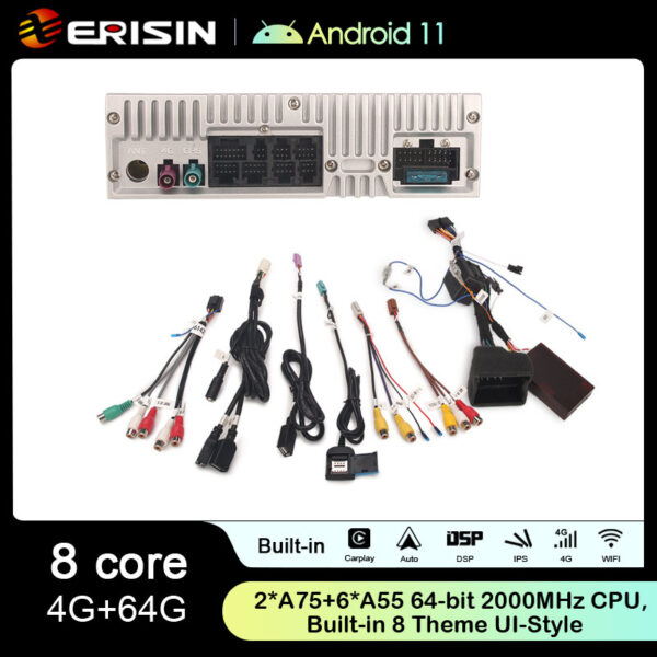 Erisin Android 11 2 Din GPS Autoradio for Nissan Bluetooth CarPlay WiFi DAB+4G TNT TPMS 