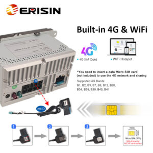 Erisin ES8998V 9″ IPS Screen Android 14.0 Car Stereo GPS SatNav Radio For VW Sharan Jetta Seat Skoda DSP 4G LTE Wireless