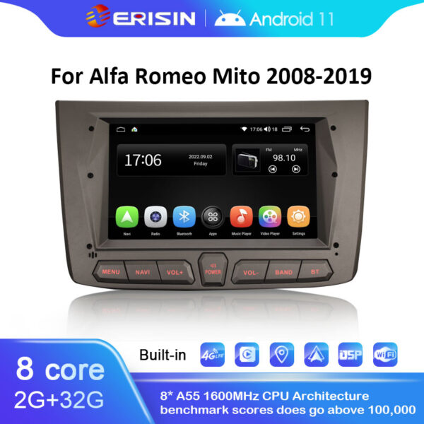 Autoradio GPS Alfa Romeo Mito Alkadyn 2008-2019 ANDROID 10.0