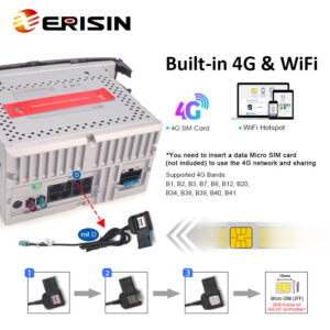 Erisin ES8904A 7″ IPS Android 14.0 Car DVD Player GPS For TOYOTA AURIS Stereo DSP 4G SIM Card Slot Wireless CarPlay Auto