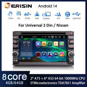 Erisin ES8536U 6.2" IPS Universal 2 Din Android 14.0 Car Radio Wireless CarPlay & Auto GPS 4G DAB+ DSP DVD Player For Nissan