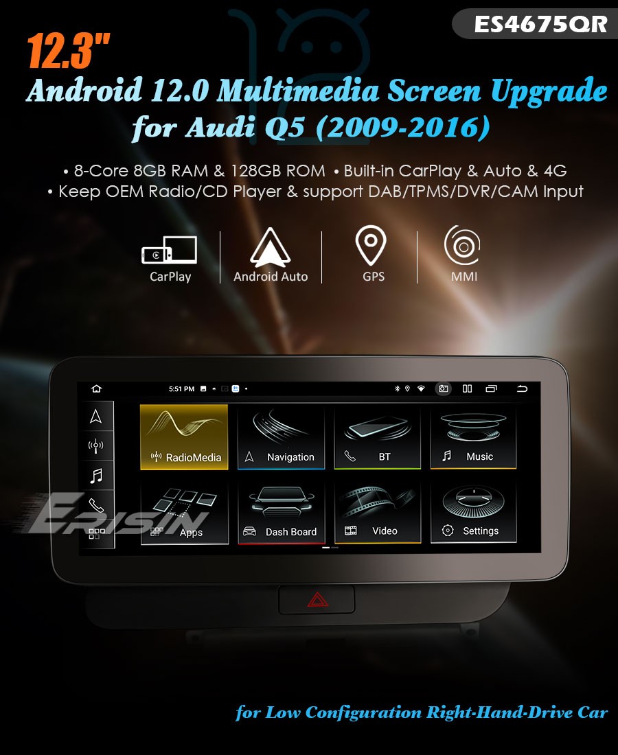 Android Auto Radio Carplay Audi Q5 2009-2016