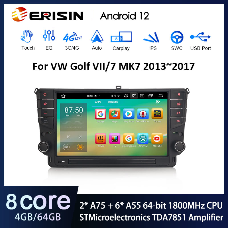 Erisin ES8511G 9" IPS Screen Android 12.0 Car Stereo For VW Golf VII/7