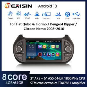 Erisin ES8575F 7" DSP Android 13.0 Car Stereo GPS For Fiat Citroen Nemo Peugeot Bipper Fiorino Qubo Multimedia CarPlay Auto Radio 4G LTE IPS BT5.0