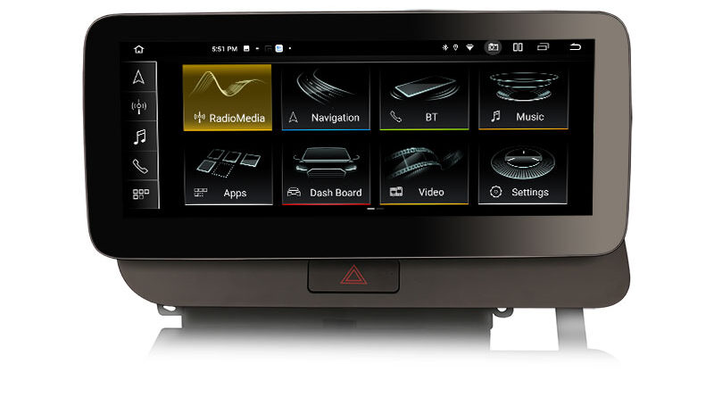 ES3875QL Android 14.0 Car Stereo Screen Upgrade For Audi Q5 (2009-2016) low Configuration 4G LTE Slot Dual WiFi CarPlay