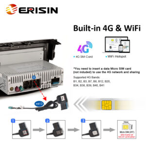 Erisin ES8934R 8-core 9″ Android 14 Autoradio GPS CarPlay WiFi DAB+ Navi IPS DSP For TOYOTA RAV4 Car Stereo BT5.0 4G RDS