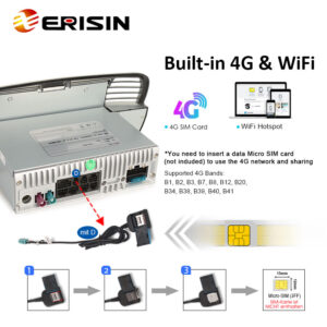 Erisin ES8905FW 7″ Android 14.0 Autoradio Car GPS For Fiat 500/500C/500S 500E Bluetooth 4G WiFi Wireless CarPlay Auto St