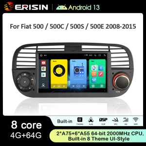 Erisin ES8905FB 7" Android 13.0 Car GPS Stereo For Fiat 500/500C/500S 500E Wireless CarPlay Auto Radio Bluetooth 4G SIM Card SWC DTV DSP