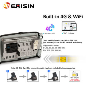 Erisin ES8554L 7″ Android 16.0 Car Multimedia For Fiat 500L Stereo Wireless CarPlay Auto Radio Bluetooth 4G SIM Card SWC