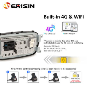 Erisin ES8555X 7″ Android 16.0 Car Stereo For Fiat 500X GPS SatNav Radio SWC DTV DSP 4G LTE Wireless CarPlay Auto Blueto