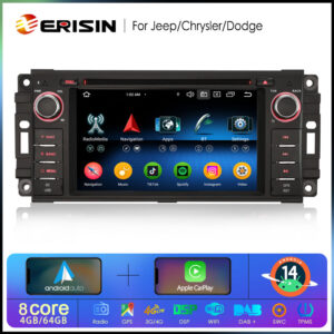 Erisin ES6762J 64G Android 14.0 Car Stereo DSP CarPlay & Auto GPS TPMS DAB+ 4G for Jeep Compass Wrangler Commander Dodge Chrysler