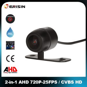 Erisin ES680 2-in-1 AHD 720P-25FPS/CVBS 150° Mini Car Front/Rear View Reverse Parking Camera Fisheye Lens