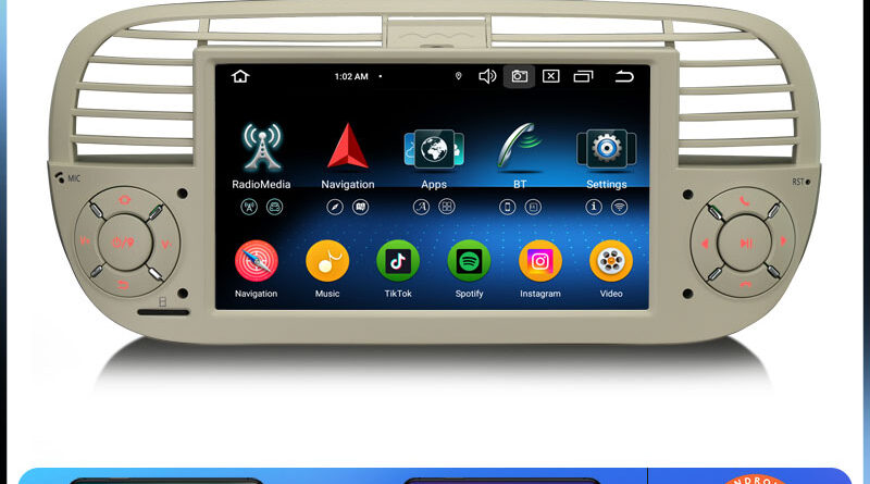 Erisin ES6750FW Android 14.0 Car Stereo for Fiat 500/500C/500S 2008-2015 and 500E 2013-2015 DPS WiFi CarPlay Auto GPS 4G