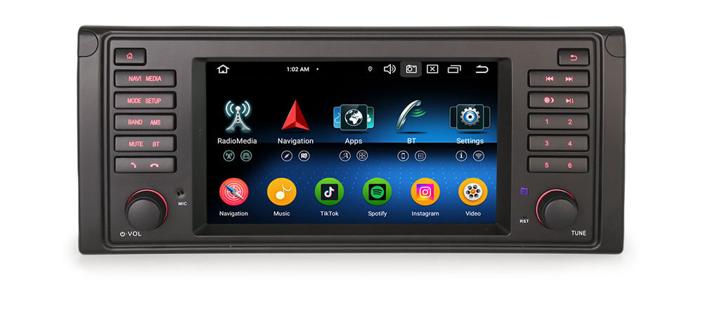 Erisin ES5739BN IPS Android 14.0 Car Stereo GPS SatNav Radio For BMW 5 Series E39 M5 DSP 4G LTE Wireless CarPlay Auto Bl