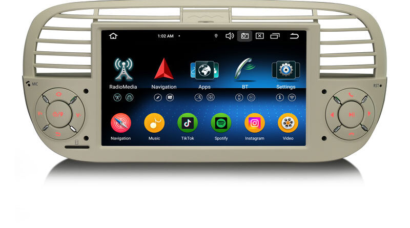 Erisin ES6750FWN Android 14 Car Stereo GPS for Fiat 500 500C 500S 500E Multimedia Player DPS WiFi CarPlay AUTO radio 4G