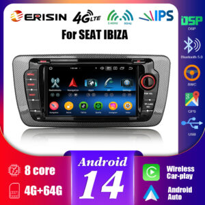 Erisin ES5722SN Android 14.0 Car Stereo GPS Navigation For SEAT IBIZA Multimedia CarPlay Auto Radio DSP WiFi 4G LTE BT5.