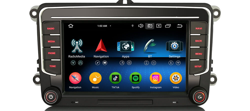 Erisin ES5734V IPS Screen Android 14 Car Stereo GPS SatNav Radio For VW Caddy Amarok Transporter T6 SKODA Yeti DSP 4G LT