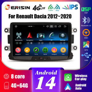 Erisin ES5729DN Android 14 Car Stereo GPS For Renault Dacia Duster Logan Sandero Dokker Lodgy Radio System CarPlay Auto