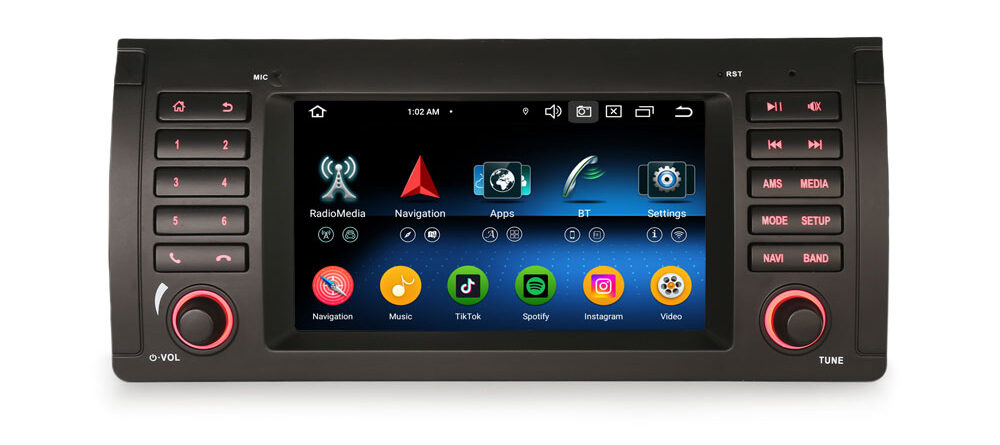 Erisin ES5753BN IPS Android 14.0 Car Stereo GPS SatNav Radio For BMW X5 E53 DSP 4G LTE WiFi Wireless CarPlay Auto Blueto