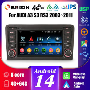 Erisin ES5773AN Android 14 Car Multimedia For AUDI A3 (2003-2011) S3 RS3 RNSE-PU Stereo GPS SatNav CarPlay Auto Radio DS