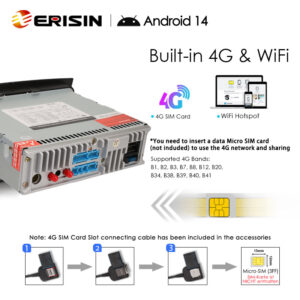 Erisin ES6747D 7″ IPS Screen 8 Core Android 14.0 Car DVD Player GPS 4G LTE DPS Wireless CarPlay Auto Radio For Fiat Dobl