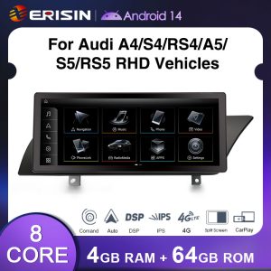 ES3974HR Right-Hand-Drive Android 14.0 Car Stereo Screen Upgrade For Audi A4 S4 RS4 A5 S5 RS5 High Configuration 4G LTE Dual WiFi CarPlay Auto Radio