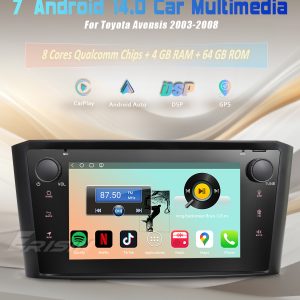 Erisin ES6607A For Toyota Avensis T25 2003-2008 Android 14 Car Stereo 4G LTE GPS Navigation Wireless CarPlay & Android Auto DSP 4GB RAM 64GB ROM SWC
