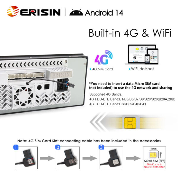 Erisin ES6639B Android 14 Car Stereo for BMW 5 Series E39 1996