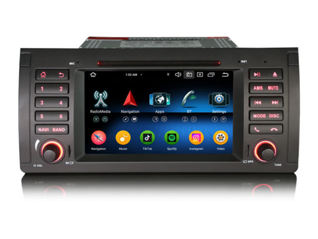Erisin ES6553B 7" Android 14 Car Stereo DVD GPS Navi for BMW X5 E53 2000-2007 Wireless CarPlay Android Auto Radio TPMS DAB+ DSP BT5.1 IPS