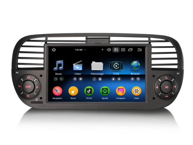 Erisin ES6550FB Android 14 Car Stereo GPS Sat Nav For Fiat 500 500C 500S 2008-2015 and 500E CarPlay Android AUTO Radio DSP BT5.1