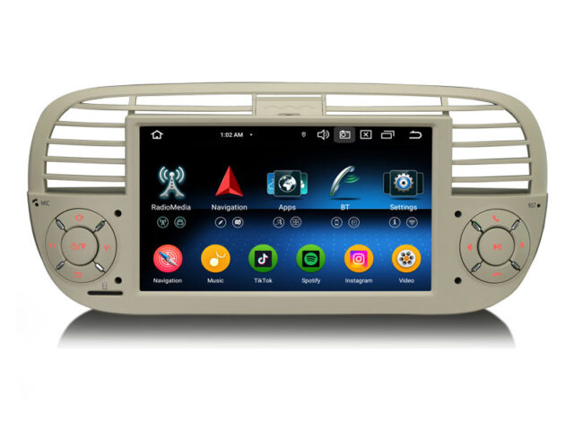 Erisin ES6550FW Android 14 Car Stereo GPS Sat Nav For Fiat 500 500C 500S 2008-2015 and 500E Wireless CarPlay Android AUTO IPS HiFi DSP