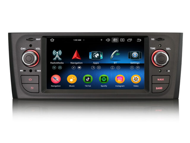 Erisin ES6523L 6.1" Android 14.0 Car Stereo for Fiat Grande Punto Linea Wireless CarPlay Android Auto GPS Navi TPMS DAB+ DSP IPS